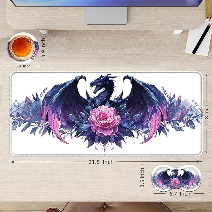 Blue Dragon With Pink Rose-2-31