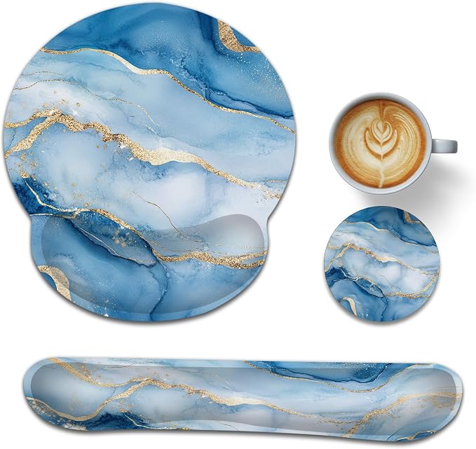 Marble Blue Gold Flowing Marble