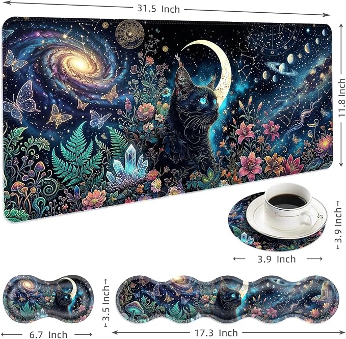 Black Cat Floral Moon