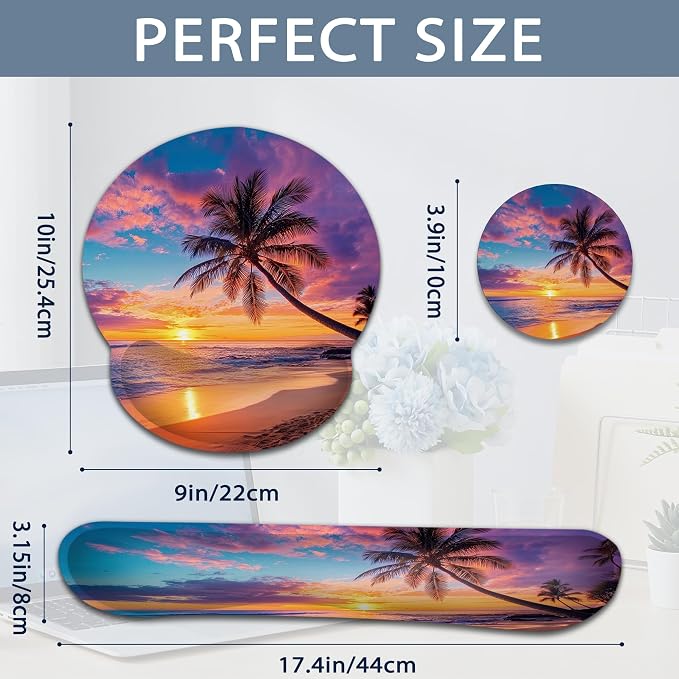 Tropical Palm Sunset Trees Sea Beach