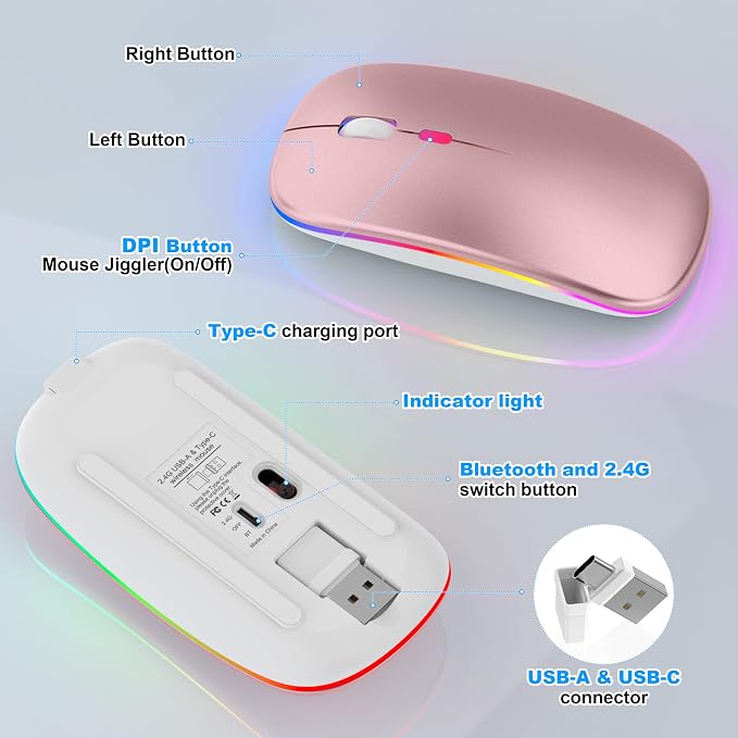 LED Wireless Mouse (Rose Gold)
