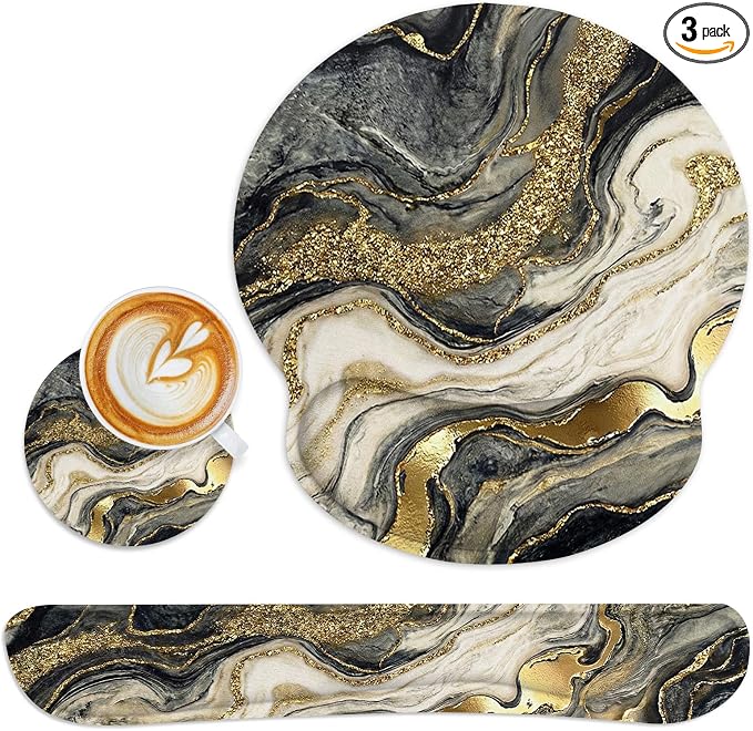 Black Gold Glitter Marble
