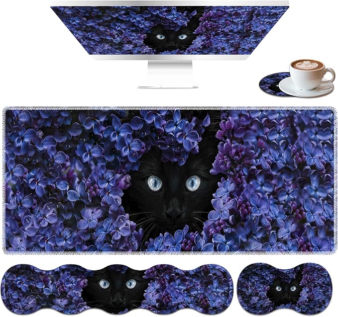 Flower and Black Cat