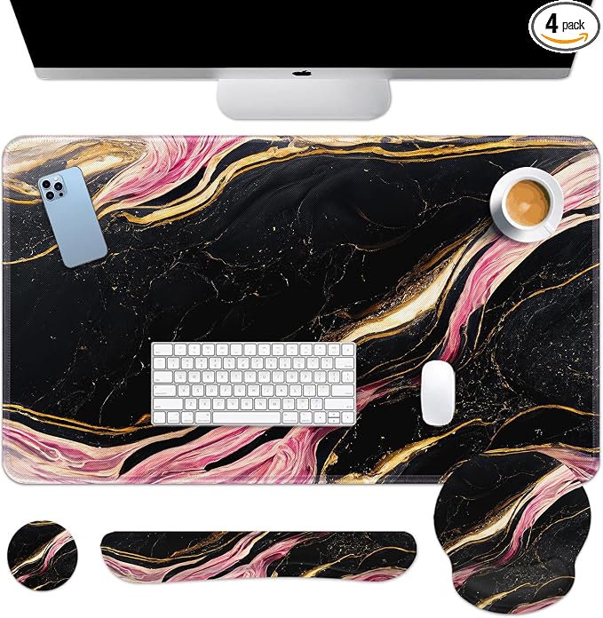 Pink Black Gold Marble