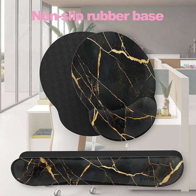 Golden Black Flowing Marble