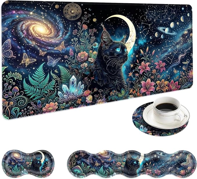 Black Cat Floral Moon