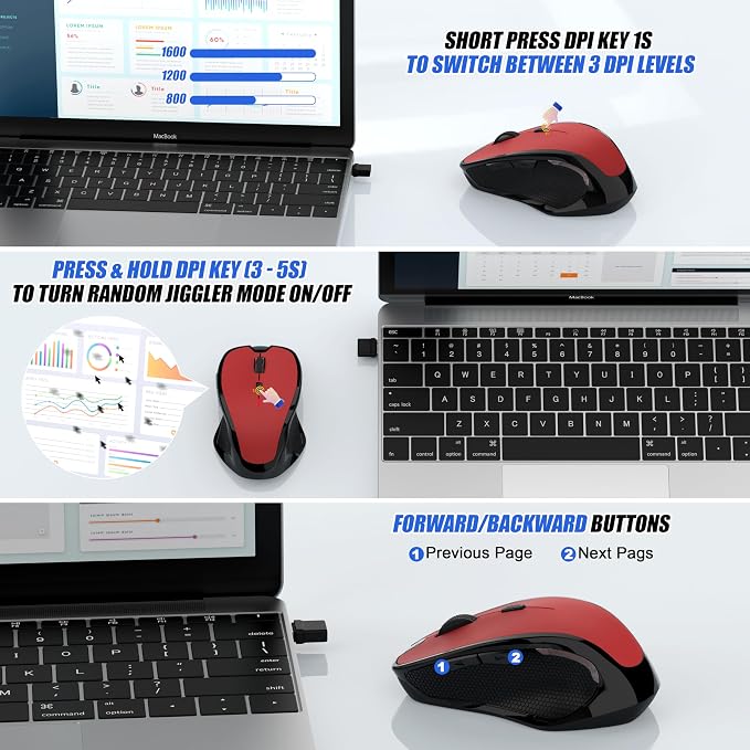 Bluetooth Wireless Mouse (Red)