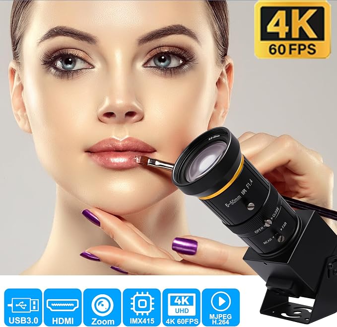 4K 60fps Camera with 5-50mm Lens