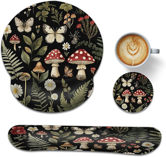 Mushroom Butterfly Flowers Herbs