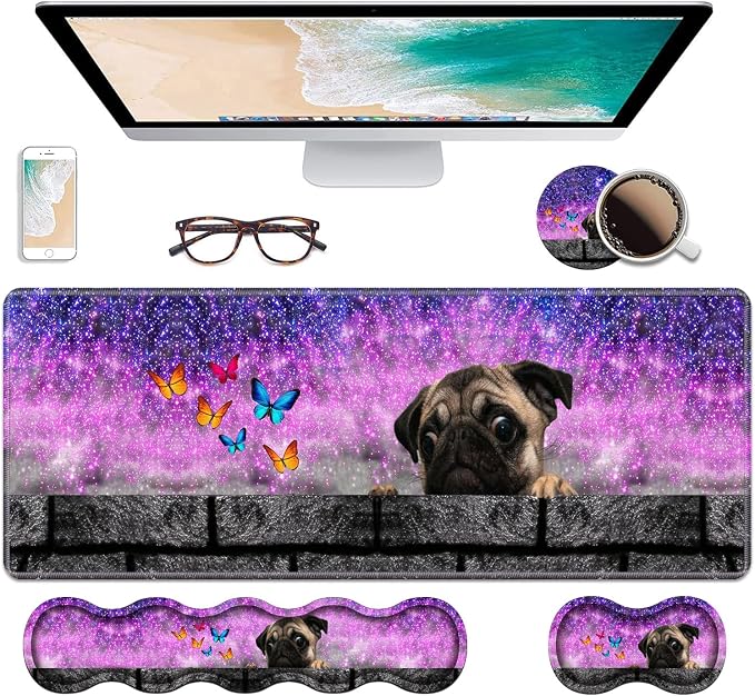 Cute Pug and Butterfly