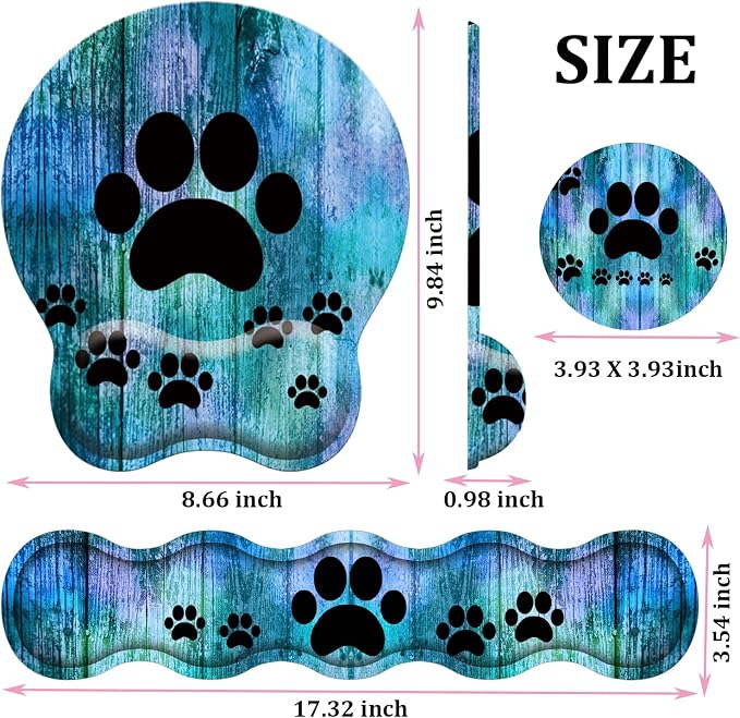 Antique Blue Wood Grain Dog Paw