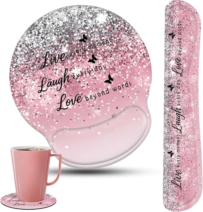 Live Love Laugh Quote Pink Sparkle Glitter