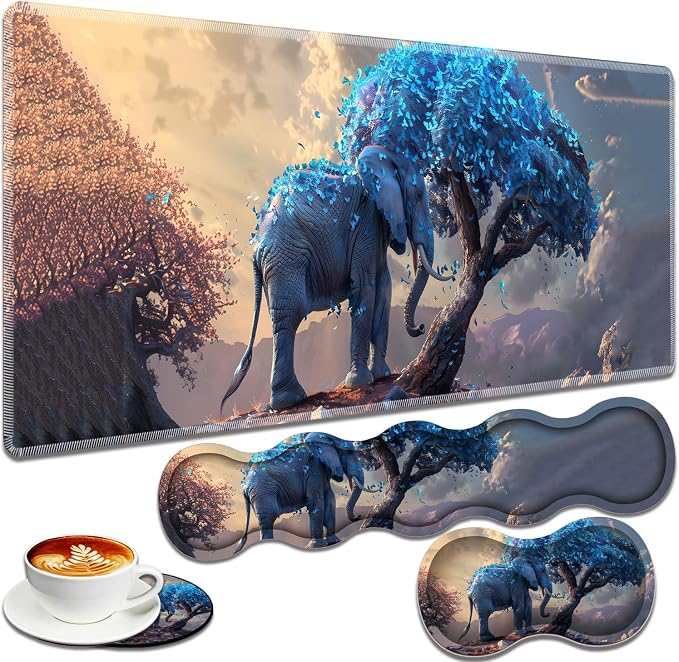 Blue Leaves and Elephants