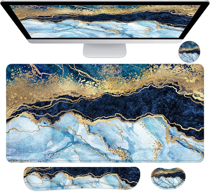 4Pcs-Blue & White Marble
