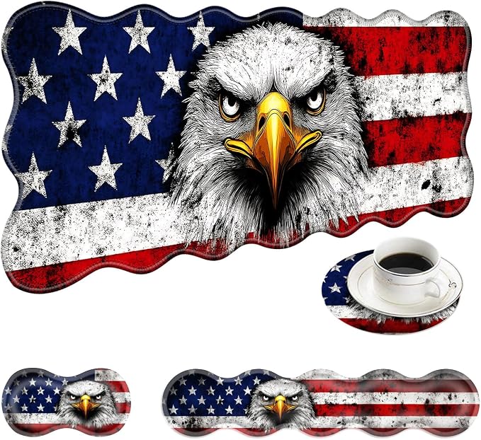 3 Bald Eagle American Flag