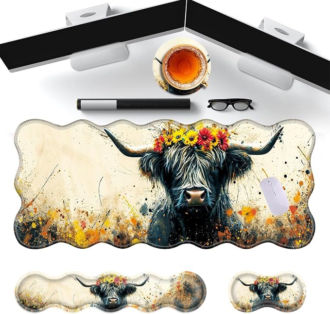 Watercolor Floral Highland Cow