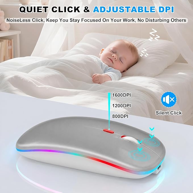 LED Wireless Mouse (Grey)