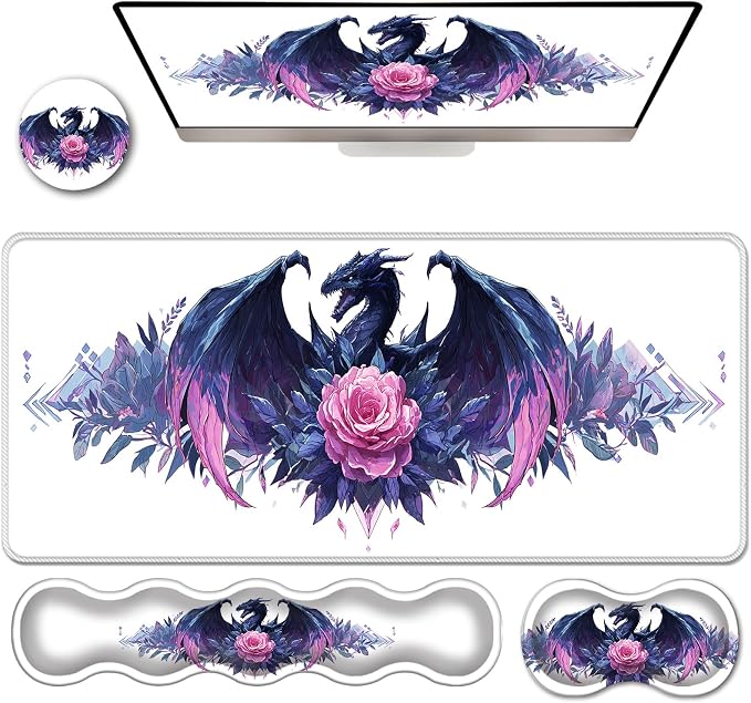 Blue Dragon With Pink Rose-2-31