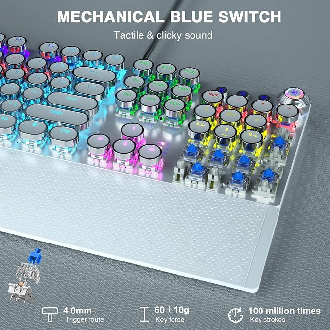 White | Clicky Blue Switches