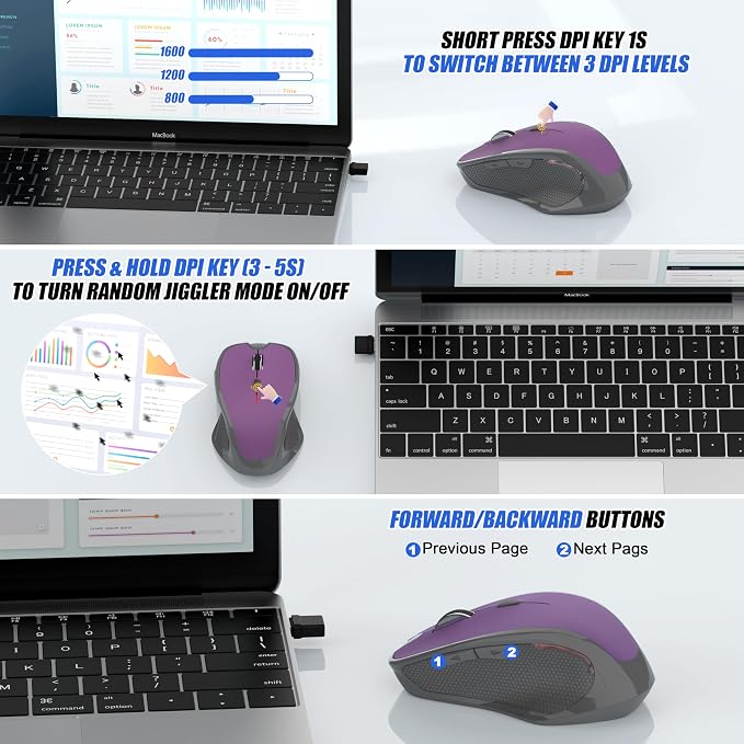 Bluetooth Wireless Mouse (Purple)