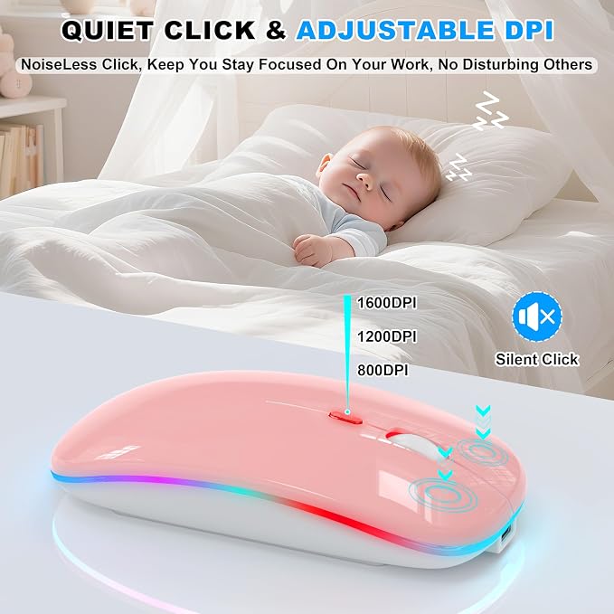 LED Wireless Mouse (Pink)