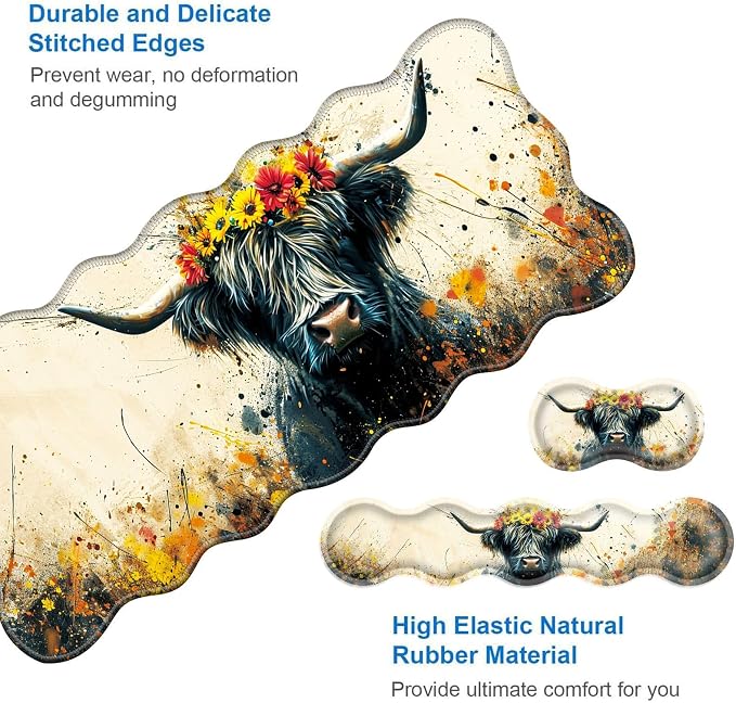 Watercolor Floral Highland Cow