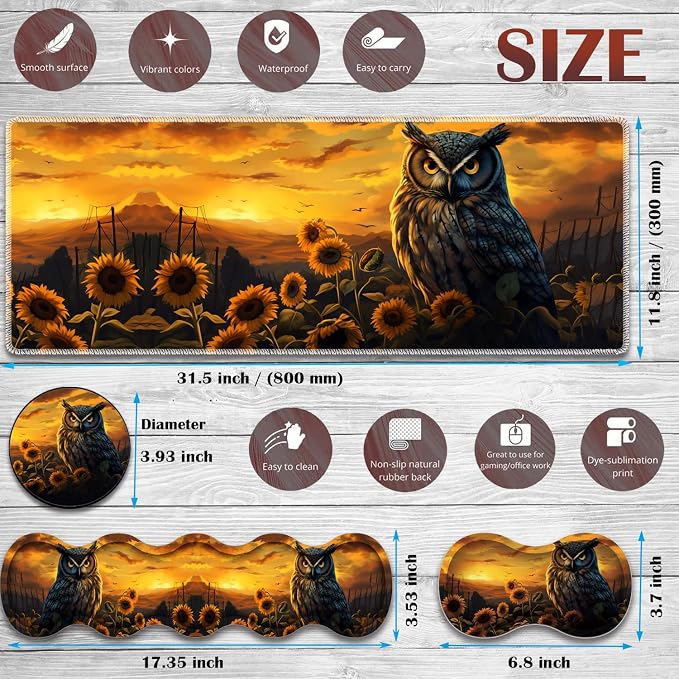Owl Among Sunflowers at Dusk