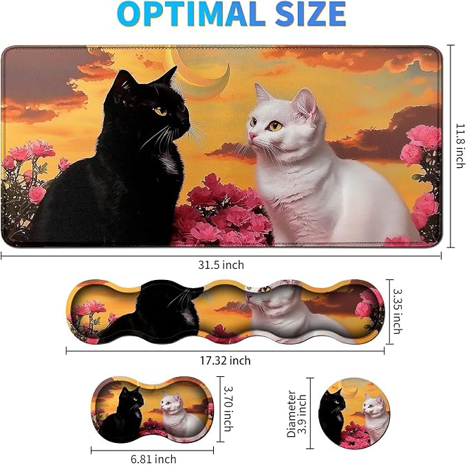 Rose White Black Cat