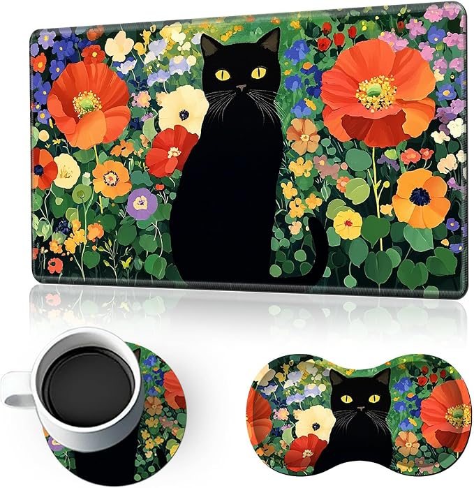 Flower Black Cat