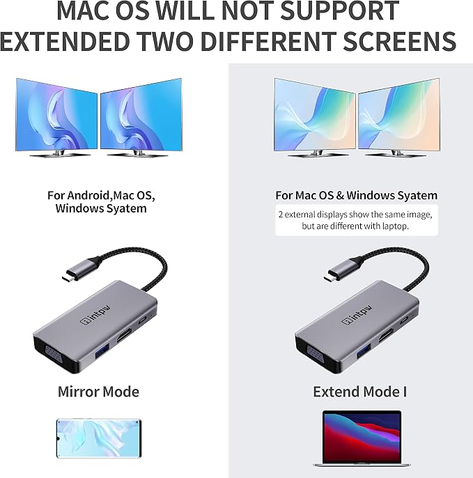 USB C to HDMI VGA Grey