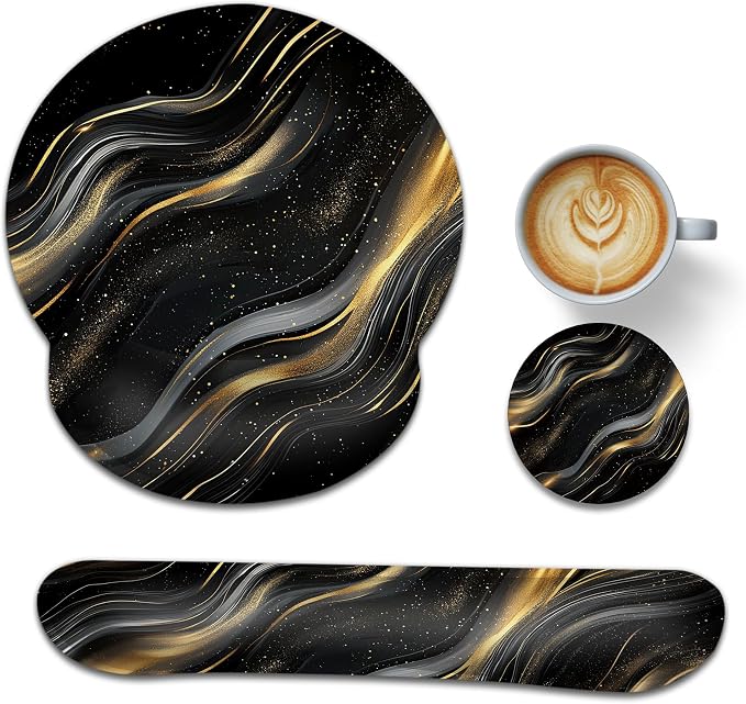 Black Gold Flowing Marble