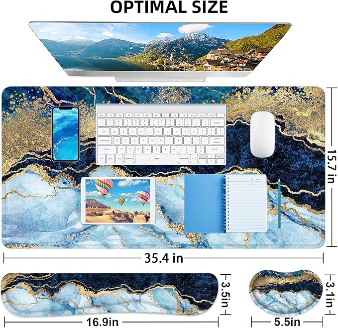 4Pcs-Blue & White Marble