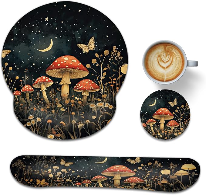 Mushroom Flower Butterfly Moon