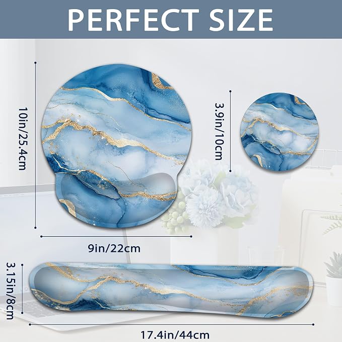 Marble Blue Gold Flowing Marble