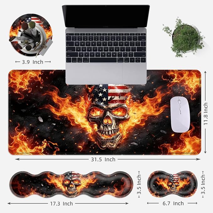 American Flag Flame Skull