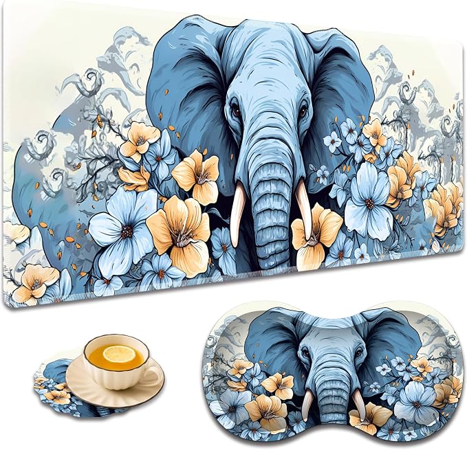 Elephant Blue Flowery