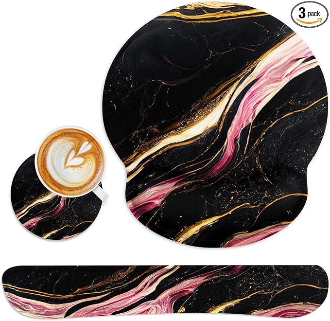 Pink Black Gold Marble