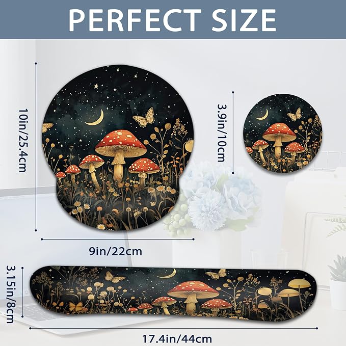 Mushroom Flower Butterfly Moon