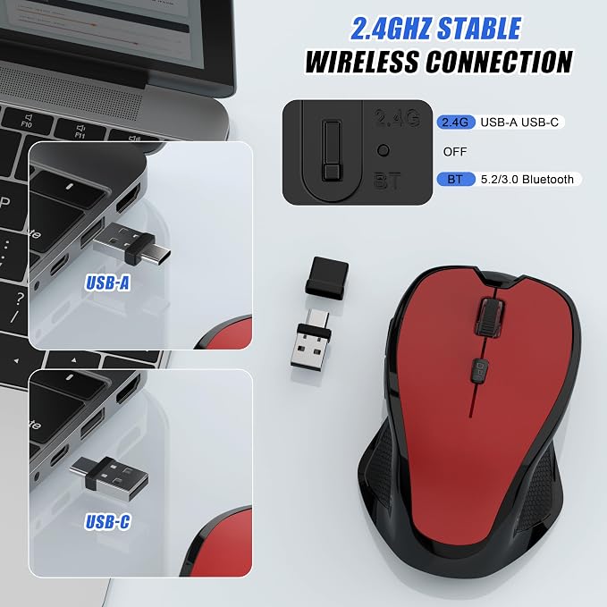 Bluetooth Wireless Mouse (Red)