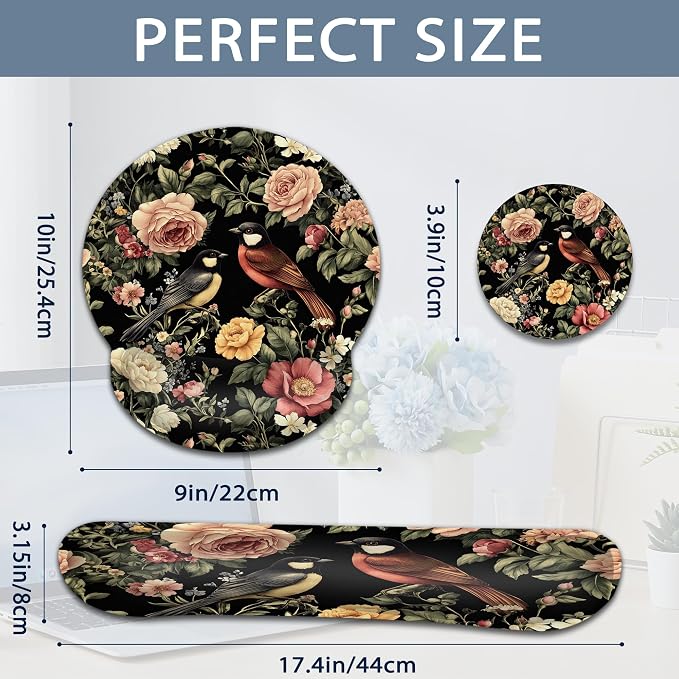 Vintage Rose Peony Floral Bird