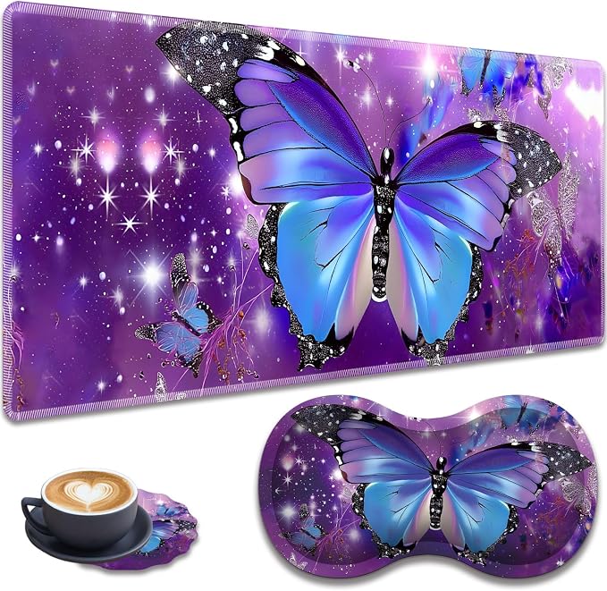 Blue Butterfly Purple Background