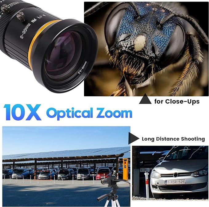 4K 60fps Camera with 5-50mm Lens