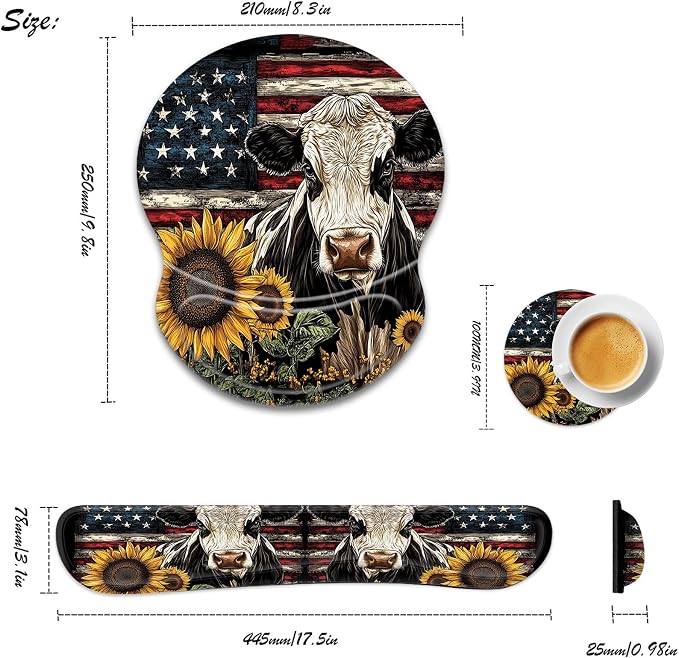 American Flag Cow With Sunflowers