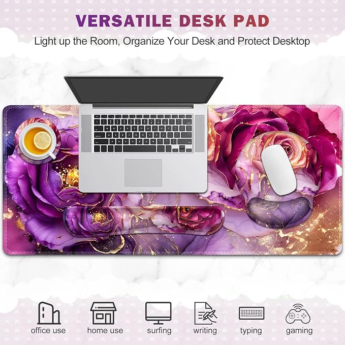 Marble Rose Purple Flowers