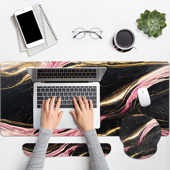 Pink Black Gold Marble