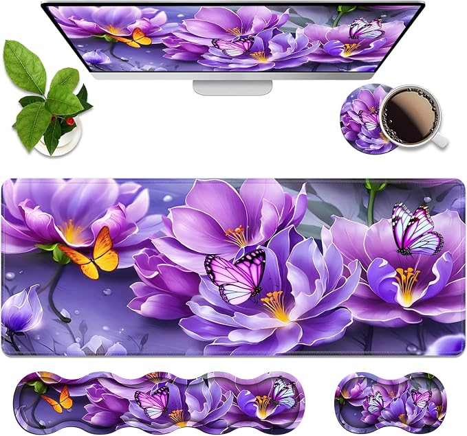 Purple Flowers and Butterfly