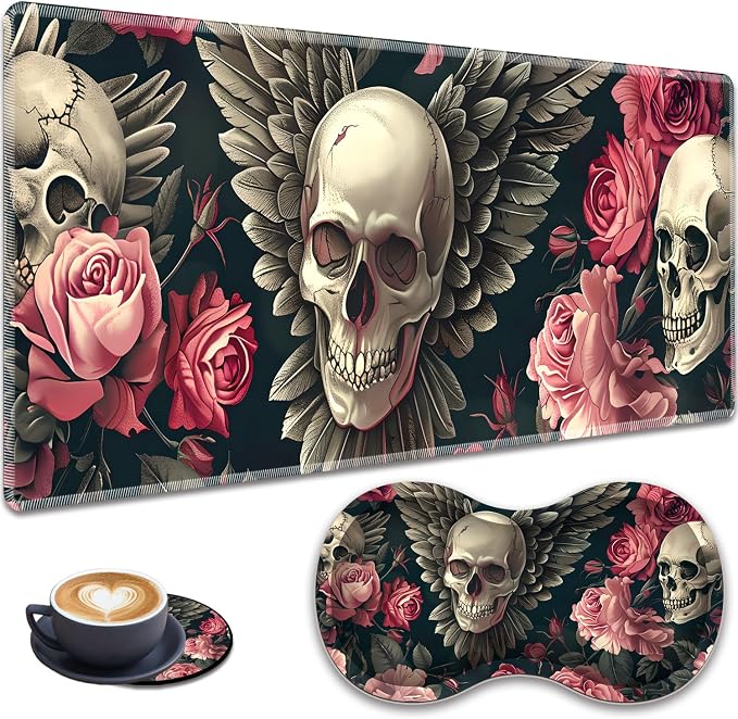 Rose, Winged Skull