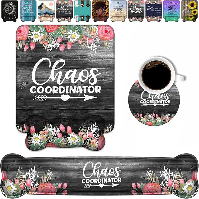 Chaos Coordinator Quotes Colored Floral Wreath Print