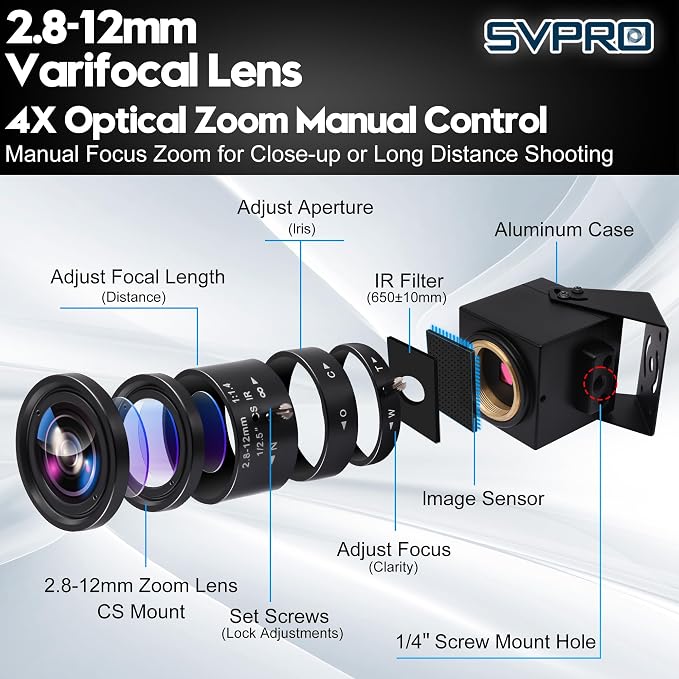 4K 60fps Camera with 2.8-12mm Lens