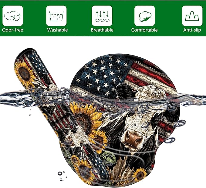 American Flag Cow With Sunflowers